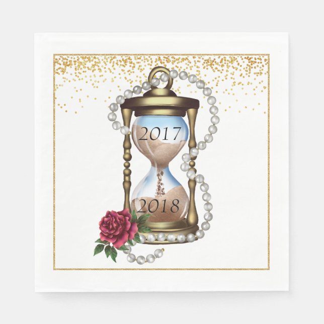 Serviette Jetable Cocktail Gold New Years Eve Napkins (Devant)