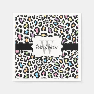 Serviette Jetable Cocktail Leopard Multi Colors Personnalisé Napkin