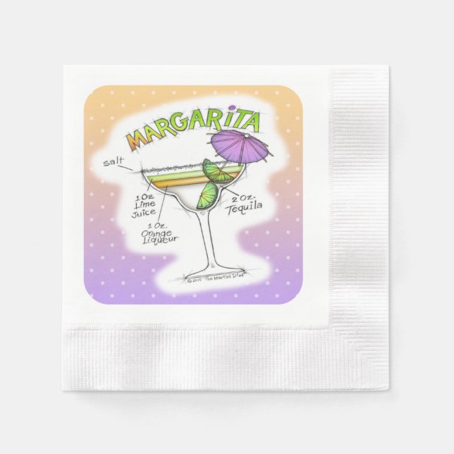 SERVIETTE JETABLE COCKTAIL MARGARITA RECIPE (Devant)