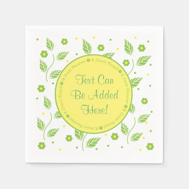 Serviette Jetable Cocktail Pâque Serviettes "Feuilles verts/jaunes" (Devant)