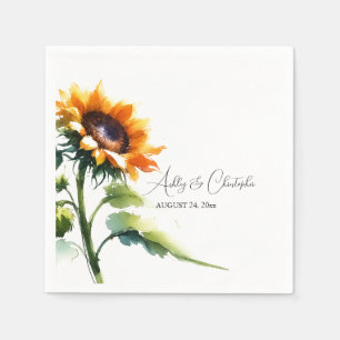 Serviette Jetable Cocktail Rustique Mariage de tournesol Napkin