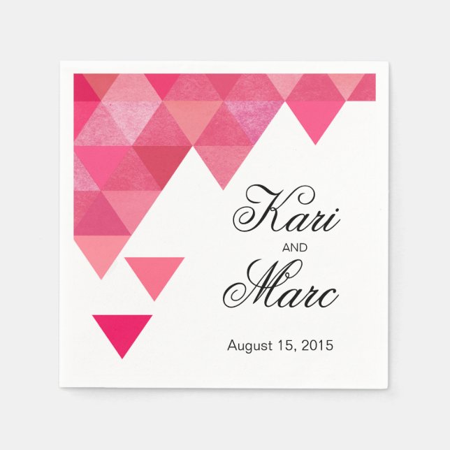 Serviette Jetable Cocktail Triangles géométriques | fuschia (Devant)