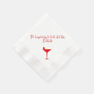 Serviette Jetable Cocktails de Noël style les années 50 rétro