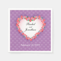 Coeur floral sur le mariage mauve-clair et