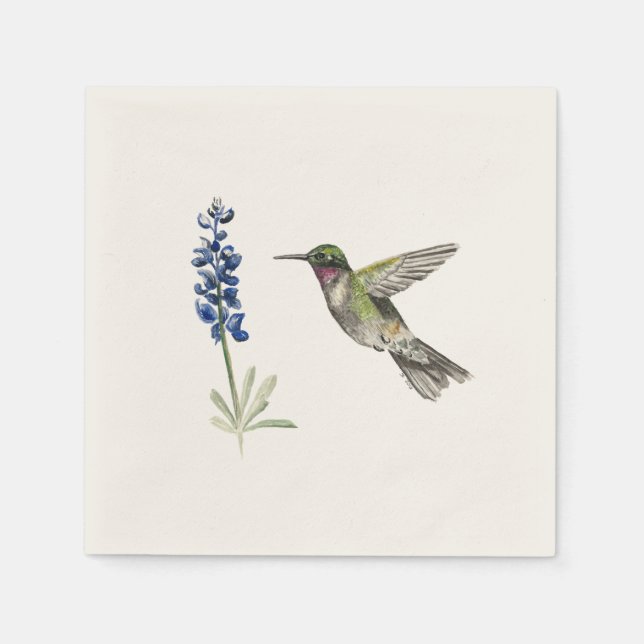 Serviette Jetable Colibri et Bluebonnet (Devant)