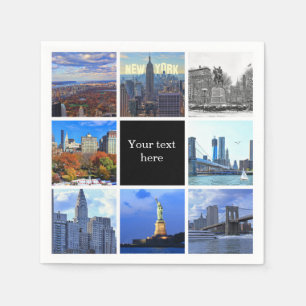 Serviette Jetable Collage de photos de la vue panoramique de New Yor