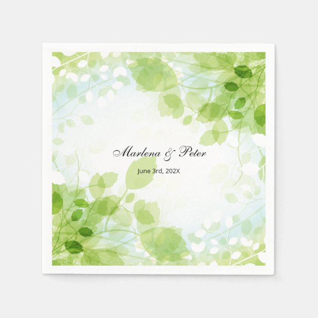 Serviette Jetable Collection de Mariages d'aquarelle Feuille Spring (Devant)