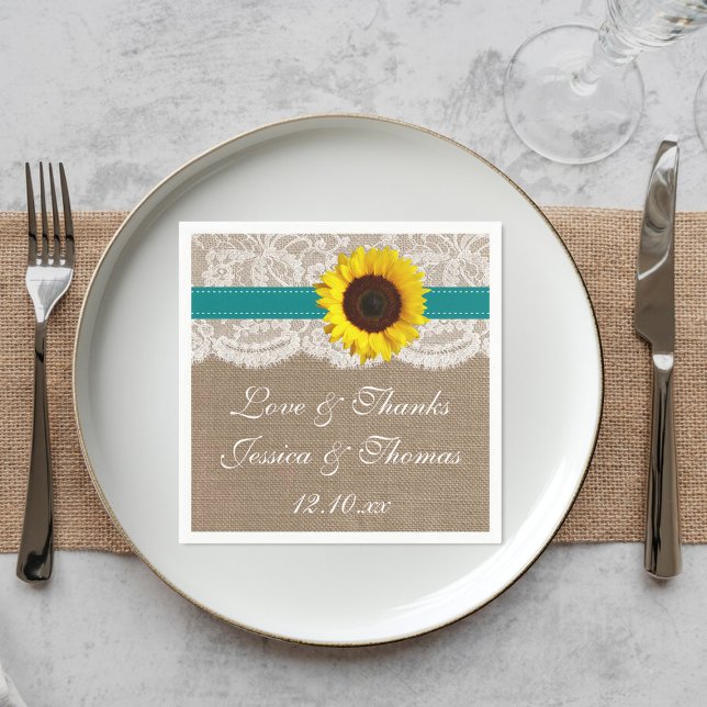 Serviette Jetable Collection de Mariages de tournesol rustique - Tur (Créateur téléchargé)