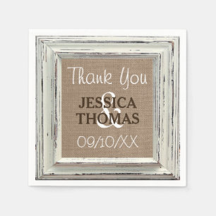 Serviette Jetable Collection de Mariages Rustic White Frame & Burlap