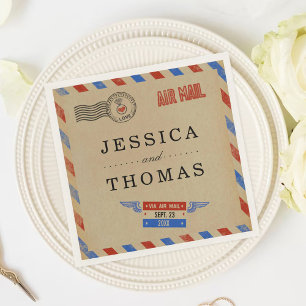 Serviette Jetable Collection de Mariages Vintages Airmail