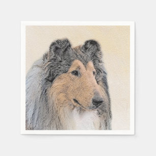 Serviette Jetable Collie (Rough) Peinture - Cute Original Chien Art