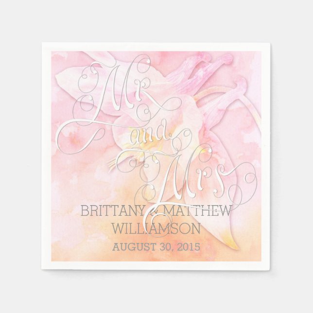 SERVIETTE JETABLE COLUMBINE ROSE FLEURS D'EAU COULEUR SPLASH (Devant)