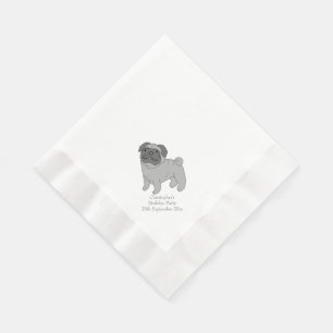 Serviette Jetable Conception de chien de Carlin gris personnalisée