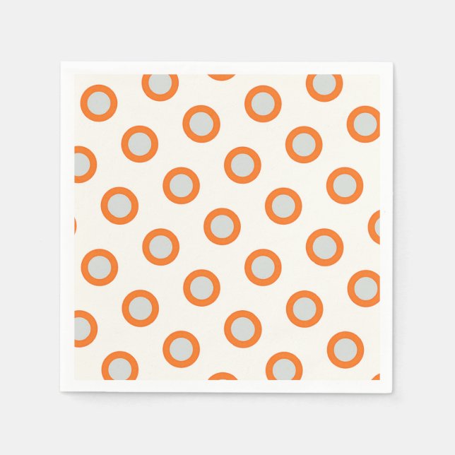Serviette Jetable Conception rétro à points ronds orange (Devant)