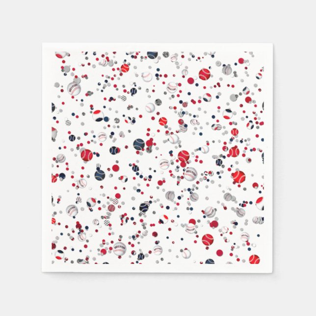 Serviette Jetable Confetti de baseball, NAPKINS DE PARTI PAPIER Tran (Devant)