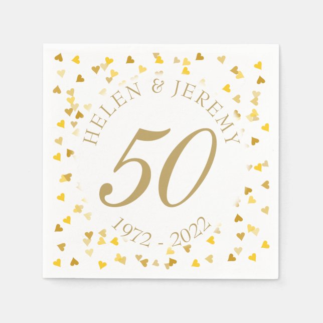 Serviette Jetable Confetti du 50e anniversaire du Mariage (Devant)