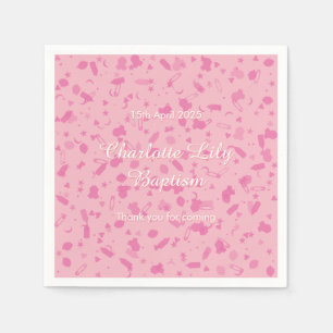 Serviette Jetable Confettis Rose Bébé Baptême
