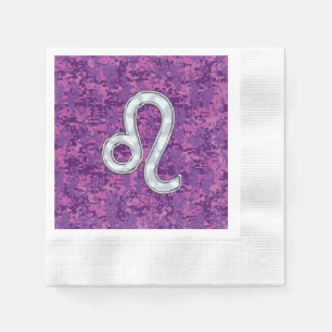 Serviette Jetable Connexion Leo sur Camouflage numérique Fuchsia ros