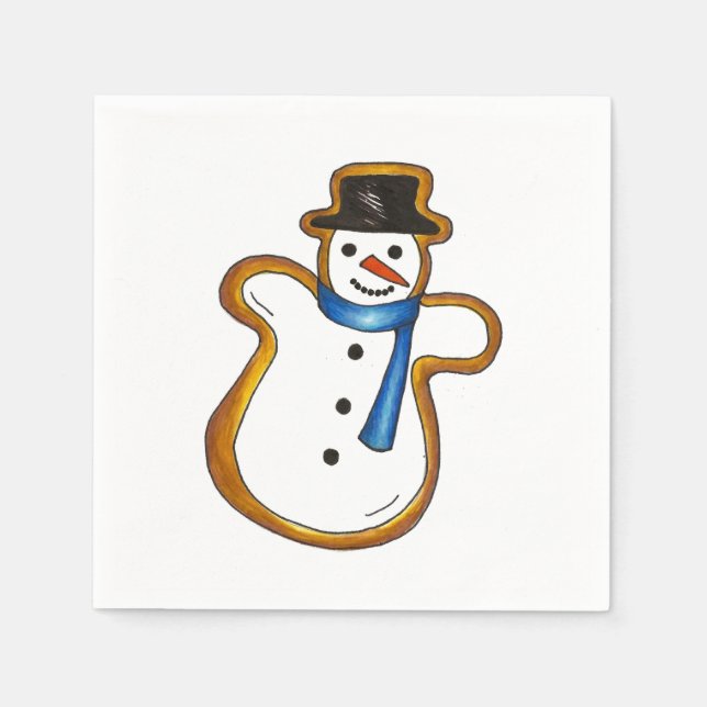 Serviette Jetable Cookie de sucre Snowman Noël hiver Hanoukka (Devant)