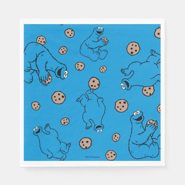 Serviette Jetable Cookie Monster et Cookies Motif bleu (Devant)