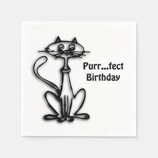 Serviette Jetable Cool Chat Purr Fect Anniversaire (Devant)