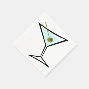 Serviette Jetable Cool Martini Olive Cartoon Modern Cocktail Party