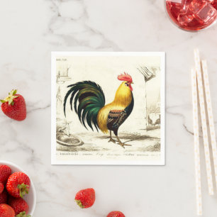 Serviette Jetable Coq de ferme parisien toute fin fête