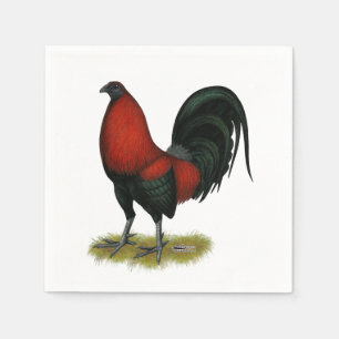 Serviette Jetable Coq Rouge Noir BB Américain