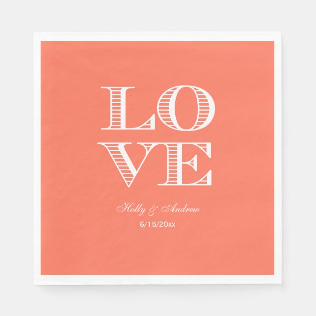 Serviette Jetable Corail, serviettes AMOUR Blanches (Devant)