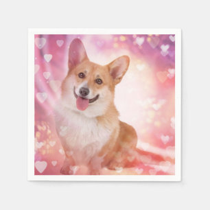 Serviette Jetable Corgi gallois souriant avec coeur