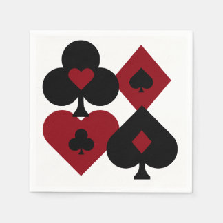 Serviette Jetable Costumes de plateau de cartes de poker rouge et no