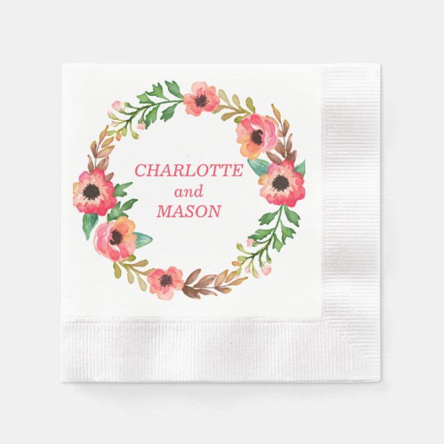 SERVIETTE JETABLE COULEUR D'EAU CUISINE FLORALE (Devant)