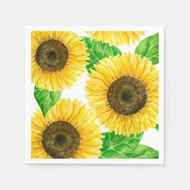 Serviette Jetable Couleur d'eau des fleurs de soleil (Devant)