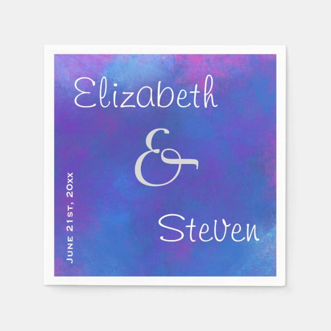 Serviette Jetable Couleurs Abstraites de rêve en rose violet et bleu (Devant)