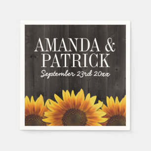 Serviette Jetable Country Barn Wood + Rustic Sunflower Mariage