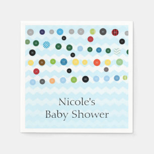 Serviette Jetable Coup De Baby shower Bleu Bouton