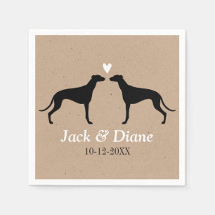 Serviette Jetable Couple de mariés Greyhounds avec texte personnalis