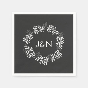 Serviette Jetable Couronne de feuilles rustique mariage personnalisé