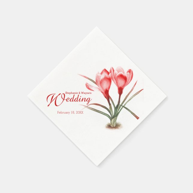 Serviette Jetable Couvre-serviettes mariage rouge couleur crocus (Coin)
