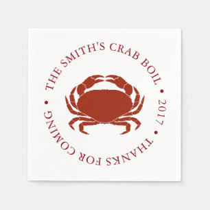 Serviette Jetable Crabe   Boule de fruits de mer Customisée