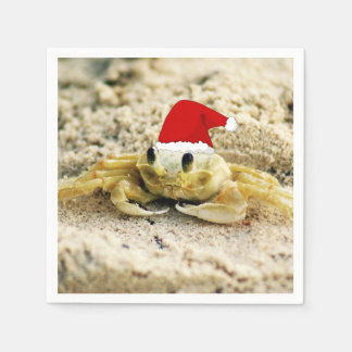 Serviette Jetable Crabe de sable à Santa Hat Noël