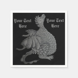 Serviette Jetable créature imaginaire mythique dragon gris mignon