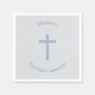 Serviette Jetable Croix bleue en pastel de communion