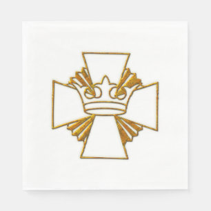 Serviette Jetable Croix d'or et Couronne