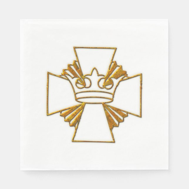 Serviette Jetable Croix d'or et Couronne (Devant)