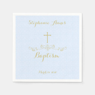 Serviette Jetable Croix et lauriers d'or dans bleu-clair