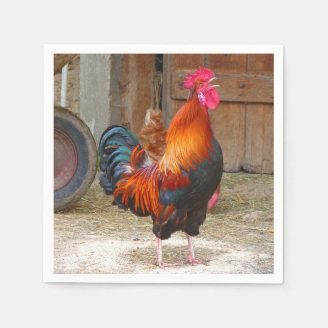 Serviette Jetable Crowing Red Rooster de Rhode Island (Devant)