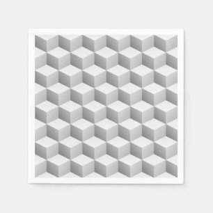 Serviette Jetable Cubes d'apparence 3D gris blanc