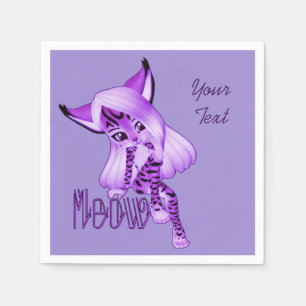 Serviette Jetable Cuisine violette Meow Tiger Chat serviettes