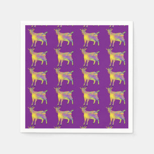 Serviette Jetable Cute Artsy Chèvre Coloré Funny Farm Animal Art